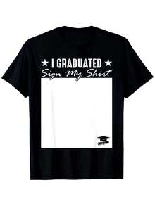 100% Cotton Funny T-Shirt With The Phrase "I Graduated", Casual T-Shirt For Men And Women, Gift For Men, Women, Family And Friends - 黑色 - 查看 6