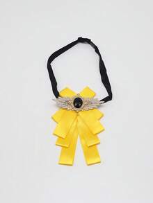 Pajarita clásica y versátil, pajarita con cristales de imitación en estilo universitario, broche de solapa floral unisex para fiestas, días festivos y bodas - Multicolor - Ver 13