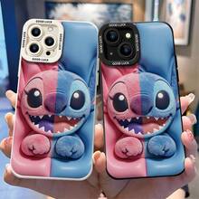 Disney Lilo & Stitch Phone Case, Angel & Stitch Split Protective Cover. Compatible With IPhone 17, 16, 15, 14, 13, 12, 11 Pro Series And Galaxy S22, S23, S24, S25 Models, Featuring A Plush-Style Split Design With Pink Angel And Blue Stitch Against A Gradient Background, Perfect For Fans Of Both Aliens, Ideal For Birthdays, Holidays, Anniversaries, Graduation Gifts, Or Any Special Occasion To Surprise Family, Friends, Classmates, And Loved Ones. - White - View 3