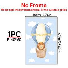 1/3件套野生动物热气球儿童房墙画，帆布墙画海报，适用于房间家居装饰，美观实用，可选画框，房间装饰用品，墙面装饰，卧室装饰，婴儿房装饰，客厅装饰，办公室装饰 - 彩色 - 查看 25