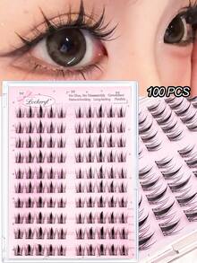 Lvcheryl Kit de extensión de pestañas autoadhesiva sin pegamento, 60/80/90/100 racimos, rizado C, sin necesidad de pegamento, natural para uso diario y ocasional, adecuado para principiantes DIY - C - Ver 8
