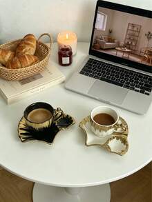 1 Set Of Elegant, Premium-Quality Ceramic Teacups And Coffee Cups In A Seashell Design, Complete With Saucers And A Tea Tray. The Saucers Feature Heat-Resistant Handles And Are Dishwasher-. - Multicolor - View 7