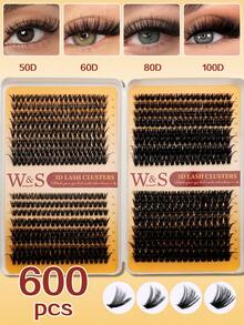 Waloshow Bộ 600-640 sợi mi giả D-Curl dạng chùm, độ dày 10D, 20D, 30D, 40D, 50D, 60D, 80D, 100D, phù hợp cho người mới bắt đầu, mi giả dày và mềm mại, tự làm theo kiểu ghép sợi, bao gồm keo, chất làm kín, nhíp, có thể tái sử dụng. - màu đen - Xem 18