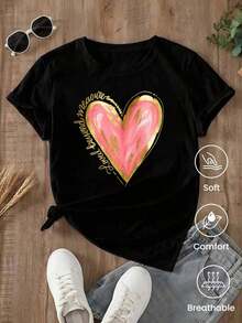 Camia de cuello redondo y mangas cortas de ropa fashion, fabricada en México, para la temporada primavera-verano . Con estampado de dibujos animados, es un modelo de pareja, apta para usar tanto por dentro como por fuera, ideal para oficina y estilo casual, diseñada para hombres y mujeres, en unidad individual. Adecuado como regalo.playera de mujer.blusas>elegante.boho chic,Camiseta para mujer, suave y transpirable: perfecta para vacaciones, viajes y ocasiones festivas, y adecuada para usar en múltiples estaciones. - Negro - Ver 1