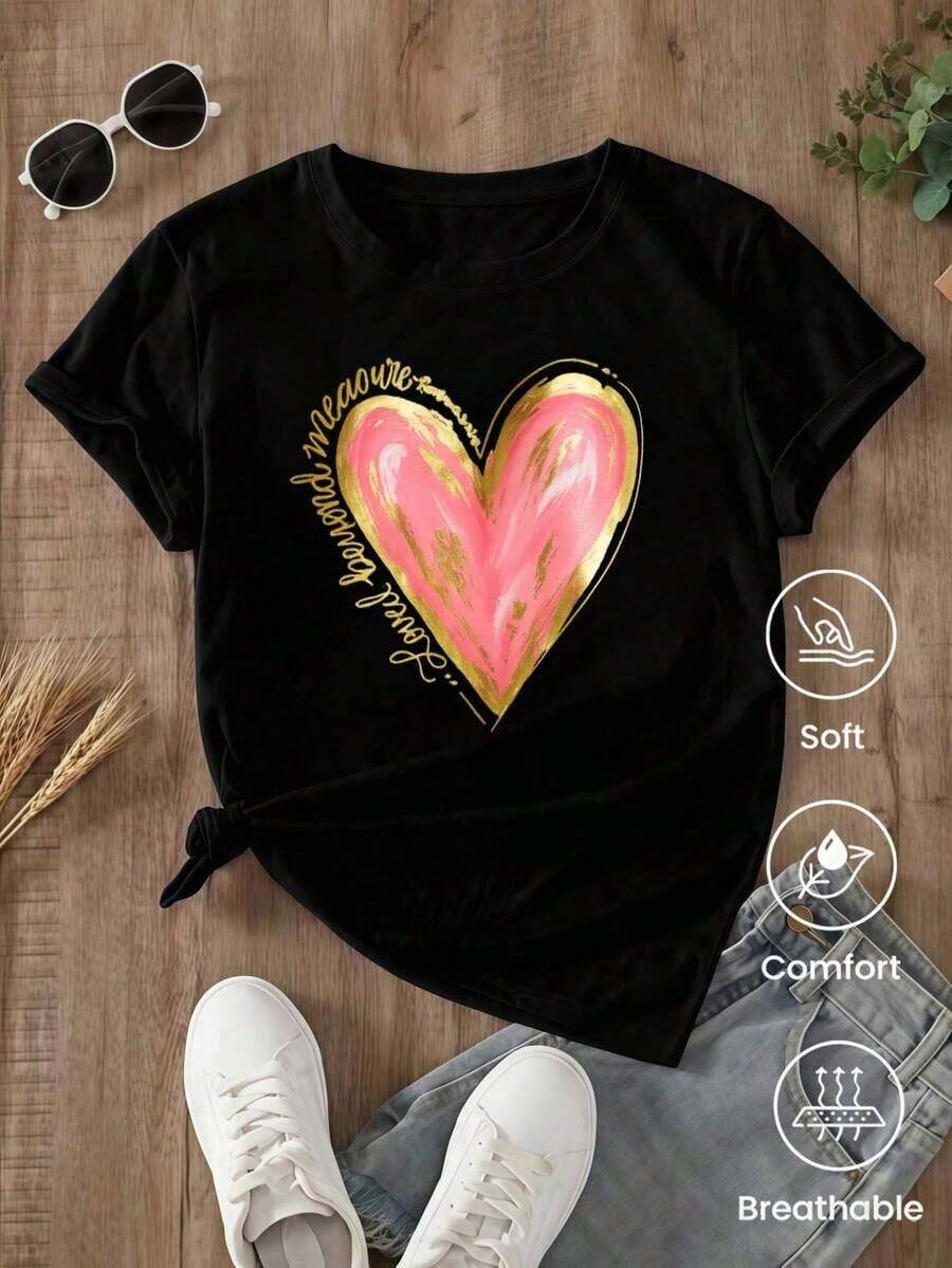 Camia de cuello redondo y mangas cortas de ropa fashion, fabricada en México, para la temporada primavera-verano . Con estampado de dibujos animados, es un modelo de pareja, apta para usar tanto por dentro como por fuera, ideal para oficina y estilo casual, diseñada para hombres y mujeres, en unidad individual. Adecuado como regalo.playera de mujer.blusas>elegante.boho chic,Camiseta para mujer, suave y transpirable: perfecta para vacaciones, viajes y ocasiones festivas, y adecuada para usar en múltiples estaciones. - Negro - Ver 1