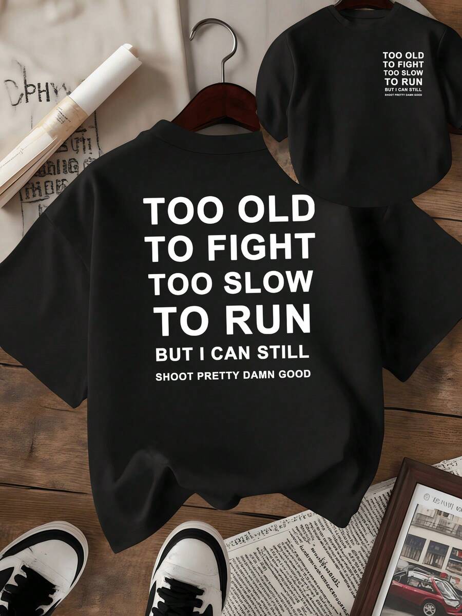 Texto audaz que expresa humor maduro y confianza personal con frase que transmite determinación y actitud positiva camiseta de mujer con impresión doble clara y marcada para uso diario casual - Negro - Ver 1