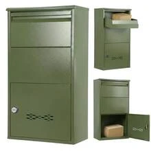 Large Lockable Parcel Box, Weatherproof Combination Lock Parcel Drop Box, Wall Mountable Outdoor Delivery Box With Secure Front Access For Multiple Packages - Single Piece - View 9