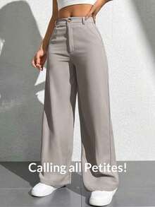 Pantalones anchos casuales y sueltos con bolsillos para mujer - Gris Claro - Ver 8