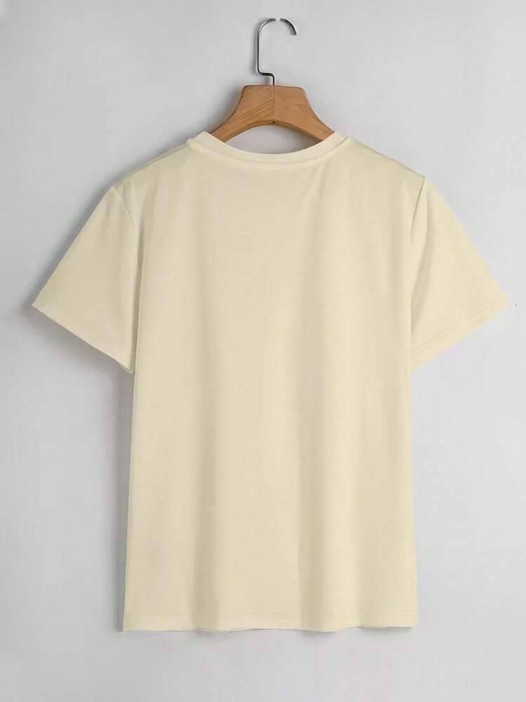 Women's Summer 2026 T-Shirt With Daisy Print And 'MARGS AND MATRIMONY' Text, Casual Design, Easy To Wash, Ideal For Travel And Everyday Wear - Apricot - View 2