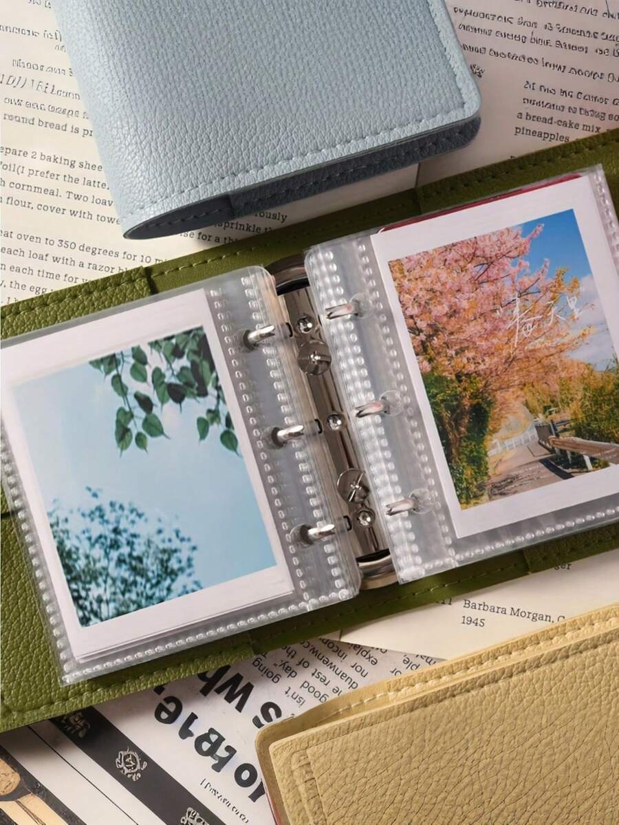 Mini Faux Leather Pocket Photo Album, 3-Ring Clear Photo Card Holder, Portable Collection Of Celebrity, Idol, Couple Photos, 3-Inch Album, High-Quality Loose-Leaf Photo Album, Instant Camera Accessories, Multi-Color Photo Notebook, Best Gift For Friends, Graduation, Back To School