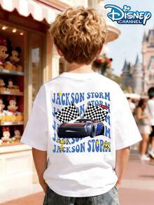 Disney Cars Jackson Storm With Checkered Flags Casual Summer Tops, Perfect For Cool Boys. Teen Boy Gift,Comfortable And Breathable Children's Short-Sleeved T-Shirt. 180g Pure Cotton Children's Clothes,Suitable For Both Boys And Girls.Suitable For Daily Wear, Vacations, Outdoor Activities, And As A Children's Gift. - 白色 - 查看 3