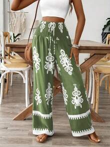 Women's Pleated Casual Versatile Daily Wear Long Pants - Green - View 4