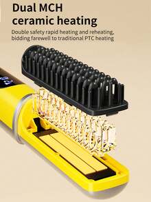 1pc Wireless Hot Air Brush, Cold Air Comb, Curling Iron, Compact Portable Straightener, Mini Straightening Brush, Negative Ion Hot Air Styling Comb, 5 Temperature Settings, Dual MCH Ceramic Heating, LCD Display USB Rechargeable Straightening Comb, Negative Ion Technology Hot Hair Brush, Straightener, Anti-Scald Protection, Student, Outdoor, Travel, Home, Dormitory Supplies, Women's Gift - Hot Air Comb - View 10