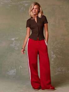 Cárdigan rojo casual para mujer - Marrón - Ver 4