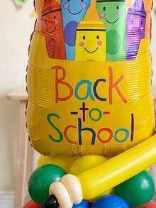 20pcs/58pcs Back To School Season School Bus/Apple Crayon Box/Apple Shaped Foil Balloon Set, Classroom Decoration Atmosphere Decor Photo Backdrop, Use Long Balloons To Create Pencil Shape, Red/Yellow/Dark Blue/Dark Green Latex Balloons, Back To School Party Event Photo Props - View 7