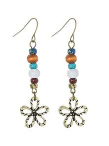 1 Pair Summer Bohemian Style Hollow Flower Pendant Picasso Bead Beaded Earrings, Suitable For Daily Commute And Vacation Wear - Multicolor - View 5