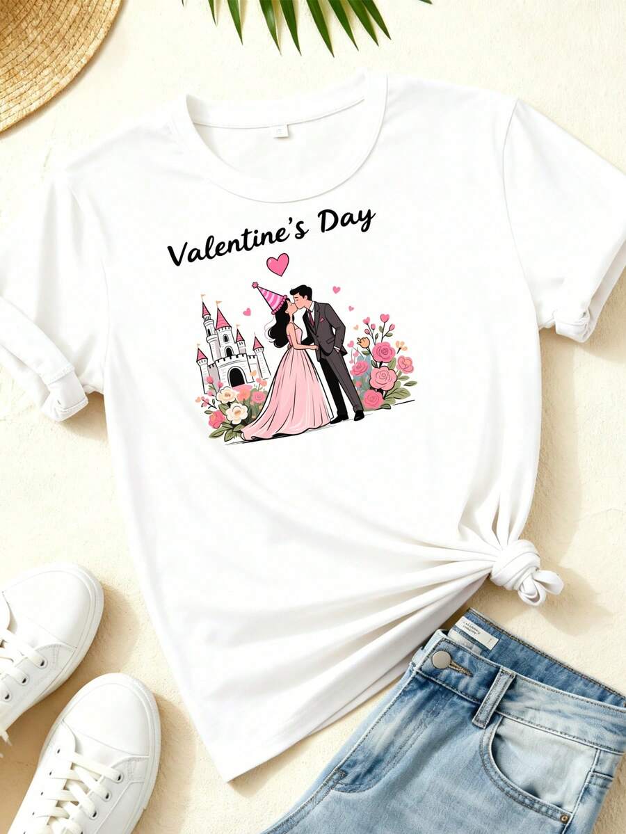 Camiseta de manga corta negra y blanca de las mujeres - suave transpirable relado - línea suelta usta cuello redondo casual blusa de verano, lavable en la máquina - versátil para el hogar vies S - perfecto día de San Valentín y regalo de Pascua, pareja coincidente
