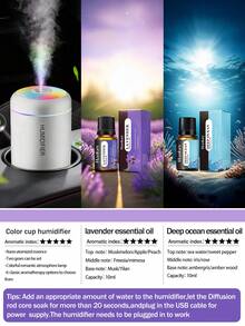 Humidificador portátil, humidificador USB de escritorio mini, tanque de agua de 180ml, bajo nivel de ruido de 2W, adecuado para oficina, viaje, dormitorio, accesorios para automóvil en color negro/blanco, humidificador de aromaterapia, ambientador de aire - cilindro - Ver 23