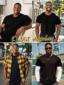 1 camiseta negra para hombre con estampado de cita motivacional, cuello redondo, camiseta casual de algodón, tejido de punto de elasticidad media, corte regular para hombre, talla S-XXXXXL - Negro - Ver 6