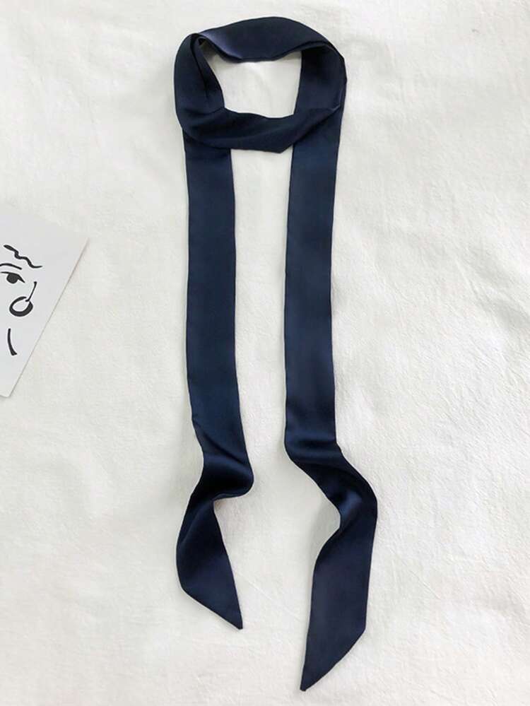 1pc New Solid Color Elegant Scarf Headband, Minimalist Versatile Skinny Long Ribbon Hair Tie, Professional Accessory - Off-white - View 6