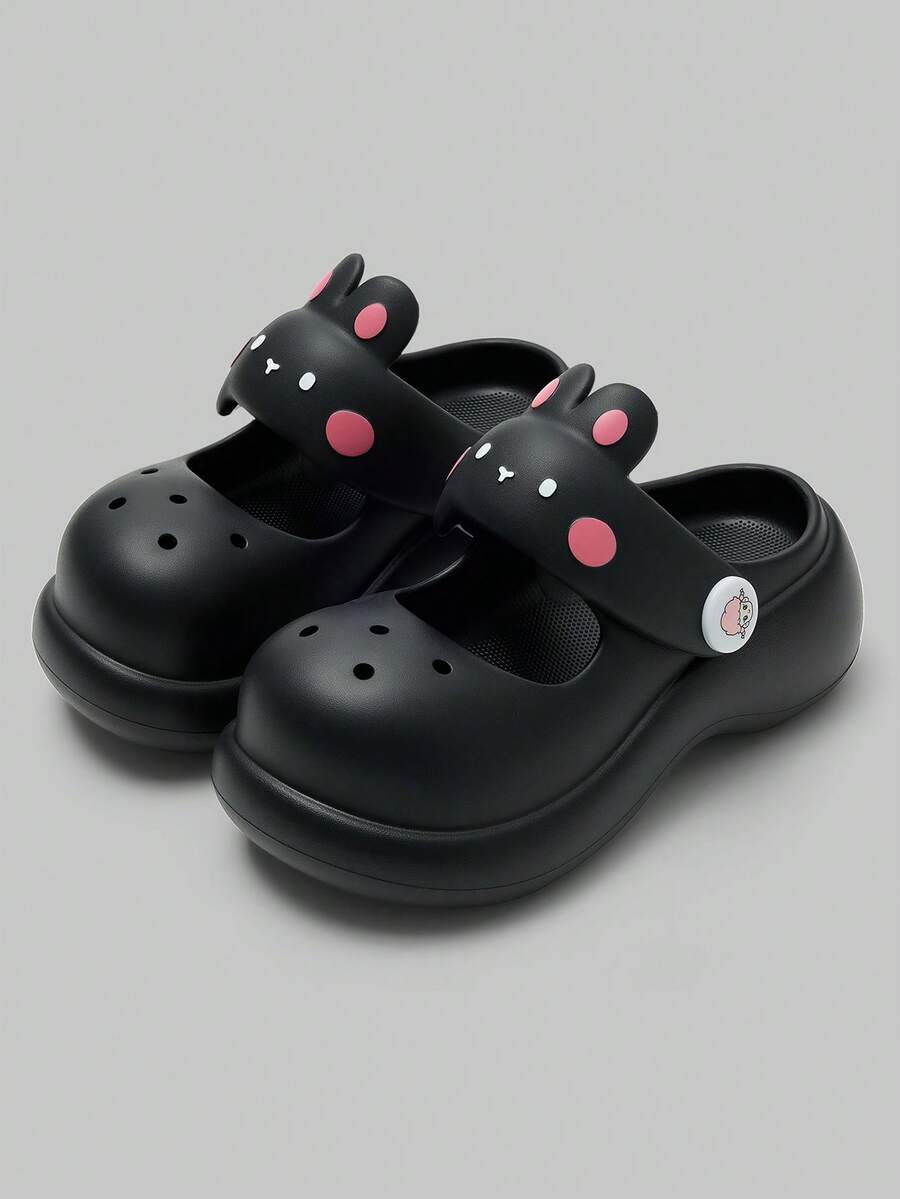 Damen-Sandalen mit Hasenohren und dicker Sohle, niedliche, atmungsaktive EVA-Strandpantoffeln mit Cartoon-Motiv, geeignet für alle Jahreszeiten, bezaubernde Outdoor-Sandalen, Cut-Out
