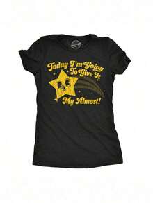 1 pieza de camiseta divertida para mujer - Hoy voy a darle un toque casi sarcástico a mi camiseta gráfica novedosa para damas - Camisetas divertidas para mujeres - Camiseta linda, vintage, de moda, casual para damas - Regalo. .jpg180g 100% algodón, todos los diseños están impresos. Unisexo. - Negro - Ver 8