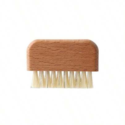 1pc Wooden Bristle Nail Brush, Gentle Nail Cleaner With Natural Bristles, For Deep Cleaning Nail Crevices, Cuticle Care, Nail Art Prep, Home Use, Nail Salon & Travel