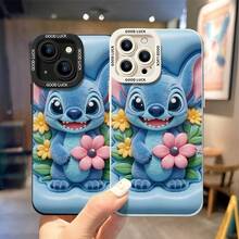 Disney Lilo & Stitch Phone Case, Flower Stitch Protective Cover. Compatible With IPhone 17, 16, 15, 14, 13, 12, 11 Pro Series And Galaxy S22, S23, S24, S25 Models, Featuring A Plush-Style Stitch Holding A Pink Flower Against A Light Blue Background, Perfect For Fans Of The Experiment 626 Alien, Ideal For Birthdays, Holidays, Anniversaries, Graduation Gifts, Or Any Special Occasion To Surprise Family, Friends, Classmates, And Loved Ones. - 白色 - 查看 4