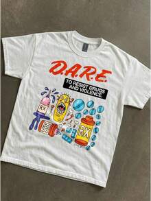 Camiseta Divertida para Hombres y Mujeres, Atrevesete a Resistir la Violencia, Camisetas Gráficas Blancas de Algodón Puro, Perfectas para Conjuntos de Verano, Regalos Divertidos para Vacaciones, Ropa de Verano Y2K - Blanco - Ver 1