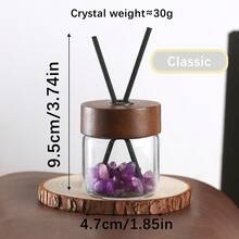 4pcs Set (Empty Bottle With Wooden Cap + 2 Incense Sticks + Crystal Stone) Refillable Glass Diffuser Bottle Set With Wooden Cap & Stick, 50ml/1.7oz Round Glass Jar Suitable For DIY Spices, Practical Gift "No Scent Source" - Diffuser Bottle - View 4