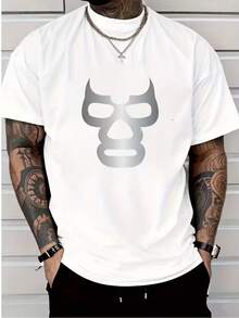 Camiseta Casual de Manga Corta para Hombre 2026, Estampado Deportivo para Exteriores - Blanco - Ver 8