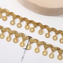 2 Yards 3.5 Cm Width Gold Pendant Lace Ribbon Trims Fringes Sewing Diy Accessories Craft Materials Arts And Crafts Dress - Multicolor - View 3