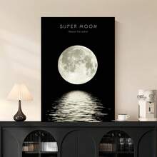 Enmarcado Un  en lienzo con marco que representa la luna, ideal para el hogar, la oficina, el bar, la cafetería, el aula o la residencia estudiantil. Estos  decorativos son perfectos para diferentes ambientes y son un regalo ideal para ocasiones especiales como Pascua, el Día de los Inocentes, el Día de la Madre y las graduaciones. - Enmarcado - Ver 2