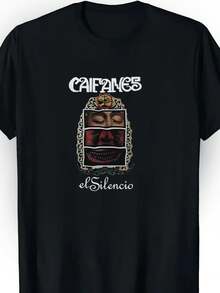 1 Piece Of Women's Blouses, Beautiful Women's Blouses, Women's Clothing Sets, Caifanes Image, 180G T-Shirt, Black And White, Mexican Art Print, High Quality, Round Neck, Basic Fit, Loose, Breathable, Versatile, Machine Washable, Comfortable, Size S ~ 3XL, Daily, Casual, Sporty, Summer Essential. - 黑色 - 查看 3