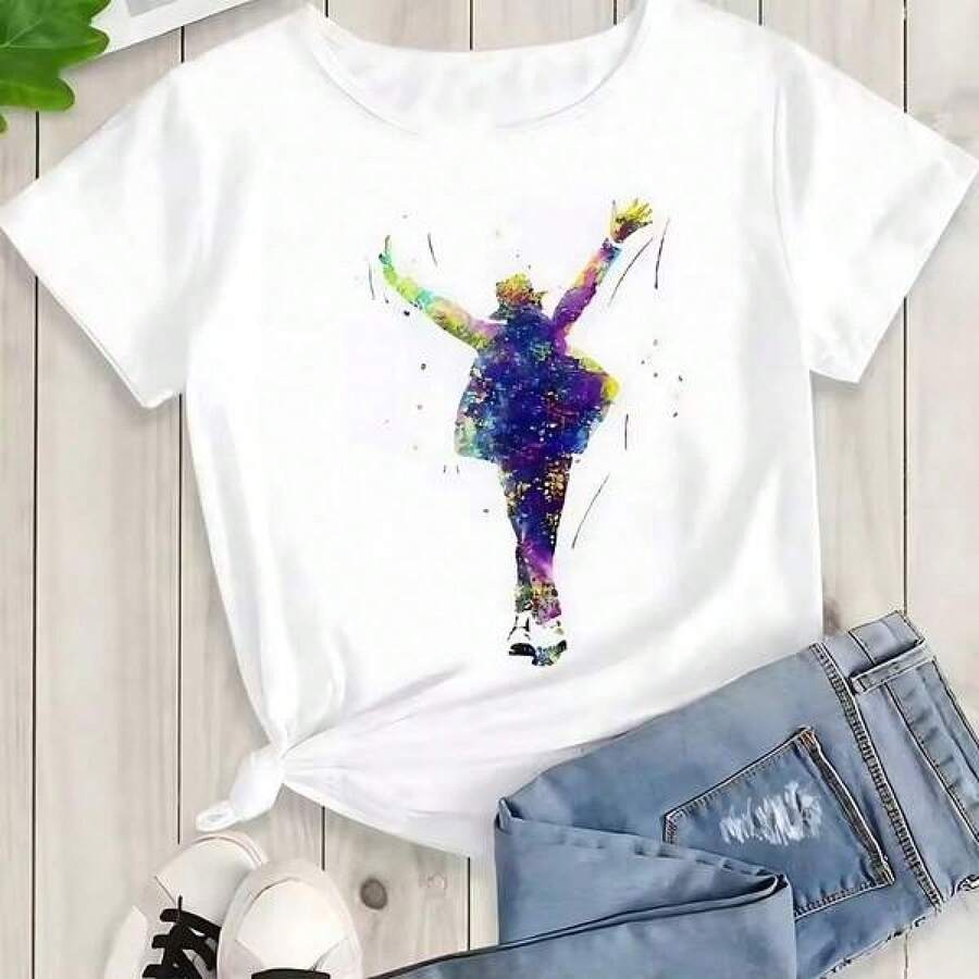 Camiseta informal con estampado Y2KMichaels Jackson Graphic Printed Tshirt Harajuku Rock Fashion Casual Short Sleeve Crew Neck Plus Size T Shirt Women,Camisetas de dibujos animados para mujer,Prenda masculina de moda,Camisetas de anime japonés para hombre,Bonita camiseta estampada - Blanco - Ver 1