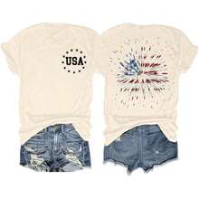 Camiseta Anbech80sRodeo para Mujer, Manga Corta, Clásica, Retro, Casual - Albaricoque - Ver 7