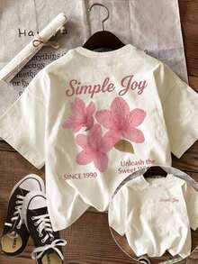 Camiseta Casual de Mujer para Primavera/Verano con Estampado de Doble Cara, Estilo Fresco con Estampado Floral Rosa, Simple Felicidad para Liberar la Dulzura Interior, Camiseta de Moda de Manga Corta con Cuello Redondo, Ropa para el 4 de Julio para Mujer, Día del Partido de la Copa Mundial, Camiseta Suave y Ligera, Fácil de Combinar con Todos los Atuendos. Camiseta gráfica de algodón 100% para mujer, estilo Brokey Y2K, cuello redondo, corte holgado. - Albaricoque - Ver 7