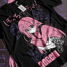 Camiseta Hitori Gotou Bocchi The R1OCk Kawaii YamA1DA Nijika Ijichi Anime TShirt 220G de algodón suave para hombre y mujer, confeccionada con tela premium duradera y agradable al tacto, adecuada para todo tipo de cuerpo y para uso diario. Camisetas casuales transpirables y ligeras, conjuntos elegantes para otoño, perfectas para el día a día, actividades al aire libre, viajes, vacaciones y diversas fiestas temáticas durante todo el año. - Negro - Ver 1