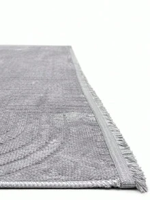 Modena Scandinavian Washable Chenille Rug With Fringes, Non-Slip Backing For Hallway, Living Room - Dark Grey - View 3