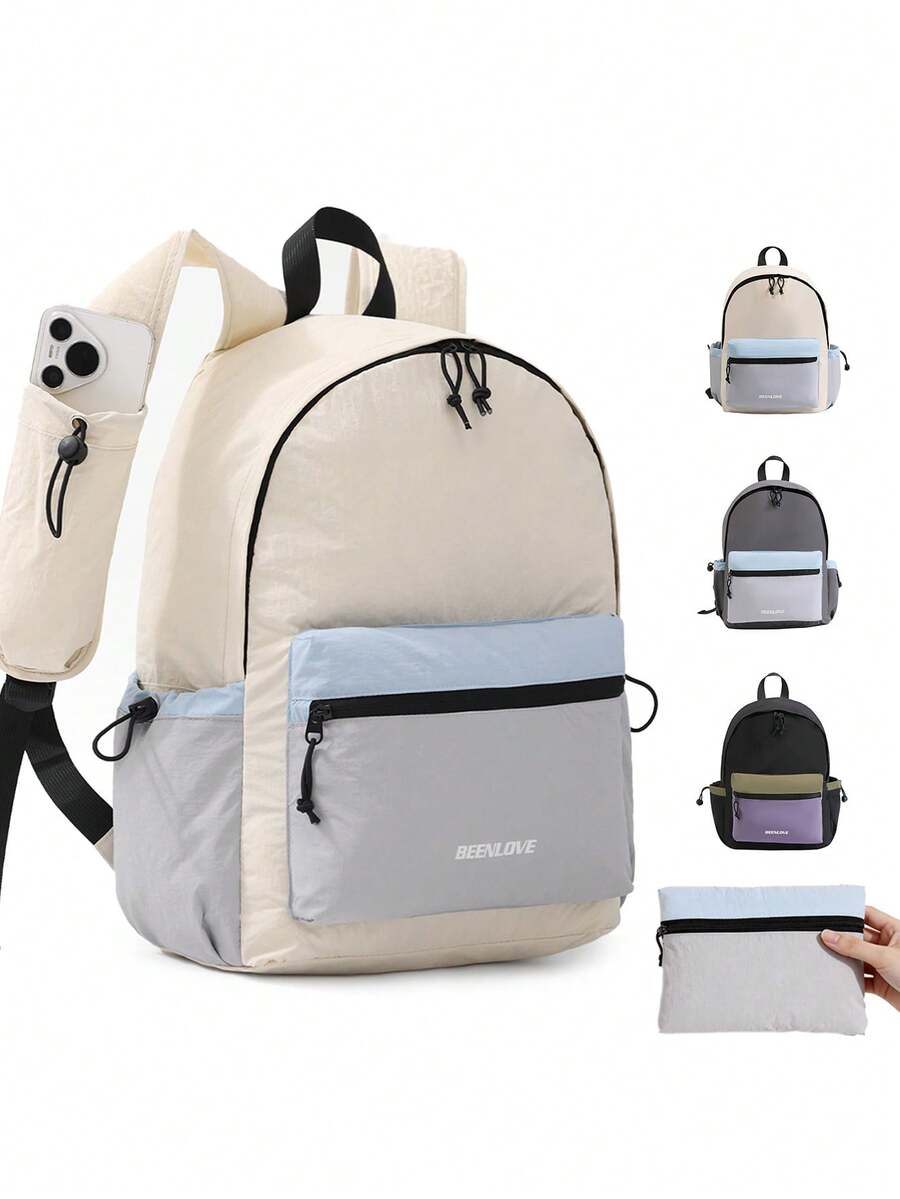 1pc Foldable Super-Light Portable Storage Bag Waterproof Backpack For Travel, Outdoor And Sports Travel Bag Camping, Holiday Essential, Camping, Hiking Bag Nylon Outdoor Backpack Multi-Pocket Lightweight Travel Bag; Large Capacity Minimalist Student Backpack Back-To-School Essentials Gifts For Students - Multicolor - View 1