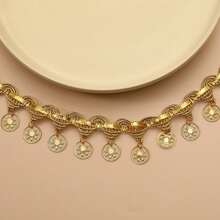 2 Yards 3.5 Cm Width Gold Pendant Lace Ribbon Trims Fringes Sewing Diy Accessories Craft Materials Arts And Crafts Dress - Multicolor - View 2