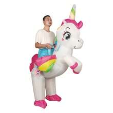 Inflatable Unicorn Costume For Adults, Colorful Inflatable Horse Shaped Outfit With Heart Design, Suitable For Holiday Parties, Cosplay Performances And Carnivals,Party - Multicolor - View 8