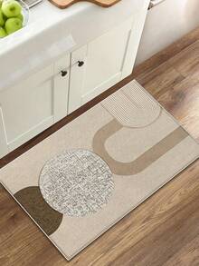1pc Colorful Geometric Print Kitchen Runner Rug, Nordic Luxury Style, Thick And Comfortable Material, Machine Washable, Practical Entryway Doormat For Kitchen, Laundry Room, Dining Room And Other Indoor Areas - Camel - View 7