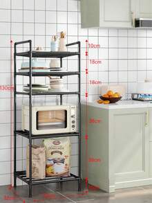 1pc Space-Saving Tall Metal Storage Rack, Bathroom Shelf, Shower Rack, Multi-Tier Floor Standing Bathroom Storage Rack, Bookshelf, Storage Rack, Movable, Easy To Assemble, Suitable For Bathroom, Kitchen, Office, Study, Living Room, Holiday Gift - Multicolor - View 2