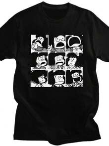 Women's T-Shirts 2026 Custom Quino Comic Cartoon Mafalda T Shirts For Men Women Pure Cotton Tees Tshirt Short-Sleeve Fashion T-Shirt - 黑色 - 查看 1