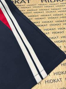 Hidkat Neue Damenhosen im Casual-Stil, farbblockiges Streifendesign, bequeme, atmungsaktive, weite Hosen mit fallendem Bein, geeignet für lässigen Alltag und Sport - Blau - Übersicht 7