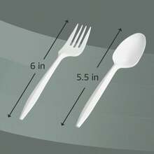 1000-Count Medium Weight White Plastic Cutlery Set, Disposable Teaspoons & Forks Combo Pack For Catering Events Parties Weddings & Food Service, Bulk Single-Use Tableware For Home & Commercial Use - White + 1000 - View 2