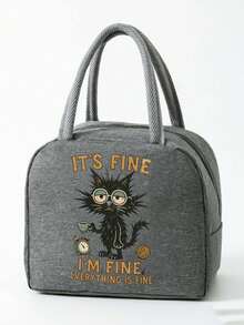 「Everything Is Fine」圖案咖啡杯設計保溫袋，趣味咖啡愛好者女性禮物，含黑色餐具收納袋、雙層便當盒，大容量學生餐保溫冰袋，便攜旅行野餐袋，辦公室學校午餐袋，保溫午餐盒，工作午餐盒，節日午餐盒，多功能露營學生午餐盒，男女皆適用，聖誕禮物、情人節禮物、復活節禮物 - 彩色 - 查看 13