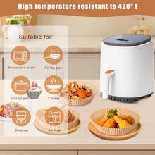 100pcs Round Air Fryer Paper Baking Paper Tray Silicone Oil Paper Special Paper Paper Bowl Air Fryer Special Paper Plate FDA Suitable For 0.79-1.32gal Air Fryer 6.3*1.77inch - 100 - View 3