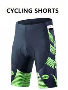 Quần short đạp xe nam in họa tiết hình học, chất liệu dày dặn 4D, độ co giãn cao, ôm sát, thích hợp cho đạp xe, đua xe và các hoạt động thể thao ngoài trời mùa hè. - màu xanh lá - Xem 4